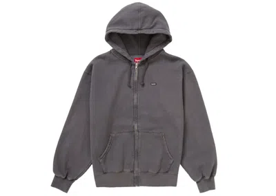 Pre-owned Supreme Men's  Overdyed Small Box Zipup Hooded Sweatshirt Charcoal In Black