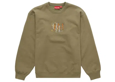 Pre-owned Supreme Men's  Overlap Crewneck Sweatshirt In Light Olive In Green