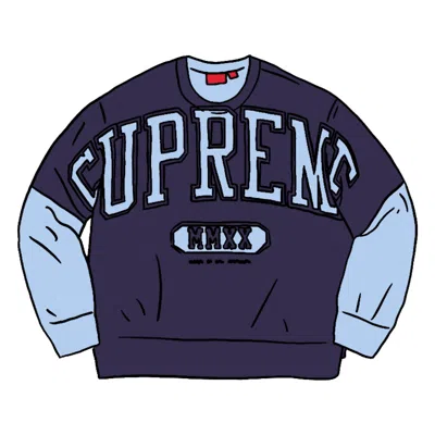 Pre-owned Supreme Men's  Overprint Crewneck Sweatshirt In Ice Blue