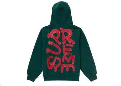 Pre-owned Supreme Men's  Paint Hooded Sweatshirt In Dark Green