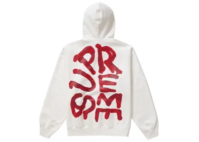 Pre-owned Supreme Men's  Paint Hooded Sweatshirt In White