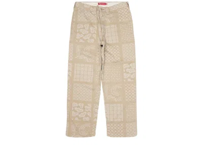 Pre-owned Supreme Men's  Paisley Grid Chino Pant In Khaki