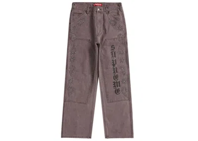 Pre-owned Supreme Men's  Paisley Studded Double Knee Painter Pant In Brown