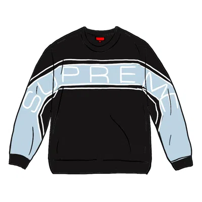 Pre-owned Supreme Men's  Paneled Crewneck Sweatshirt (ss21) In Black