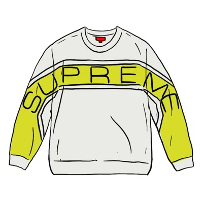 Pre-owned Supreme Men's  Paneled Crewneck Sweatshirt (ss21) In White