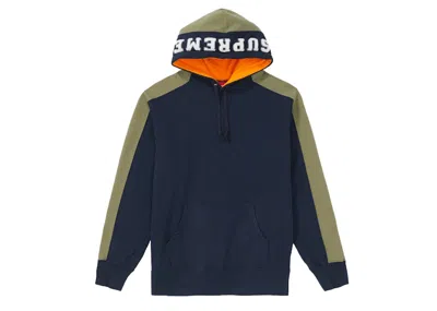 Pre-owned Supreme Men's  Paneled Hooded Sweatshirt In Navy Blue