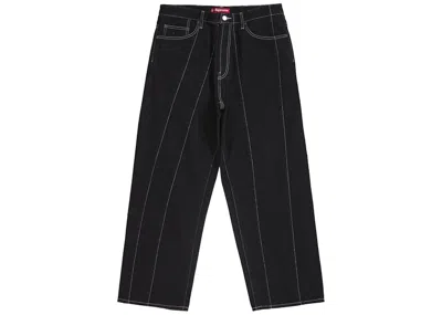 Pre-owned Supreme Men's  Paneled Stripe Baggy Jean In Black