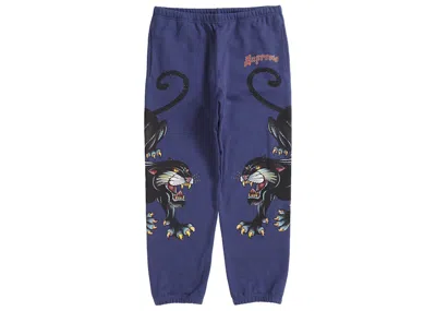 Pre-owned Supreme Men's  Panther Sweatpant In Washed Navy Blue