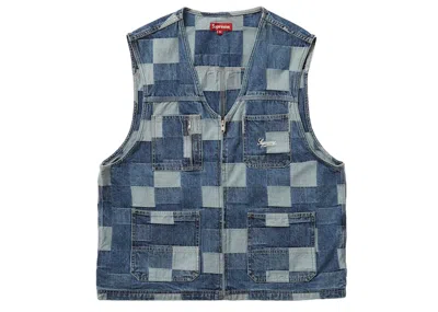 Pre-owned Supreme Men's  Patched Denim Vest In Blue