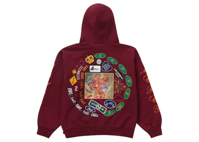 Pre-owned Supreme Men's  Patches Spiral Hooded Sweatshirt In Cardinal