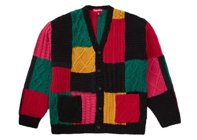 Pre-owned Supreme Men's  Patchwork Cable Knit Cardigan In Black