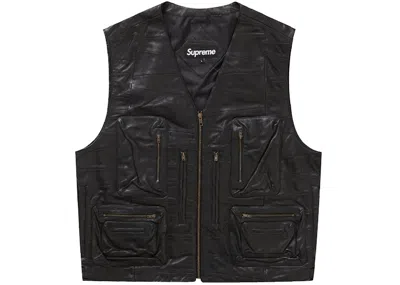 Pre-owned Supreme Men's  Patchwork Leather Cargo Vest In Black
