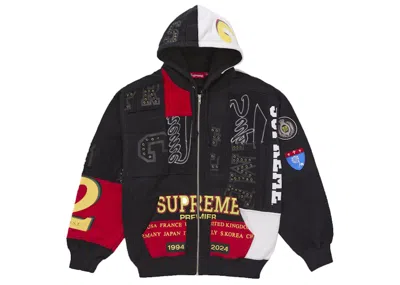 Pre-owned Supreme Men's  Patchwork Zip Up Hooded Sweatshirt (ss25) In Black