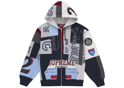 Pre-owned Supreme Men's  Patchwork Zip Up Hooded Sweatshirt (ss25) In Navy Blue