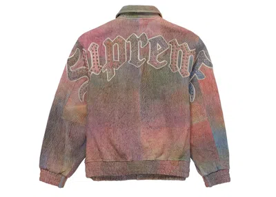Pre-owned Supreme Men's  Pebbled Leather Varsity Jacket In Multi