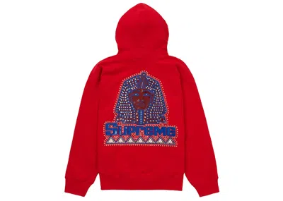 Pre-owned Supreme Men's  Pharaoh Studded Hooded Sweatshirt In Red