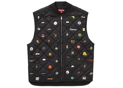 Pre-owned Supreme Men's  Pins Quilted Work Vest In Black