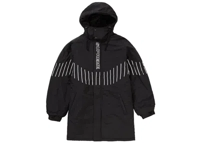 Pre-owned Supreme Men's  Pinstripe Panel Sports Parka Jacket In Black