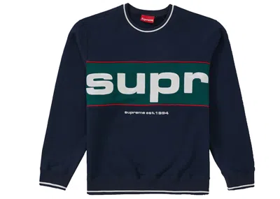Pre-owned Supreme Men's  Piping Crewneck Sweatshirt In Navy Blue