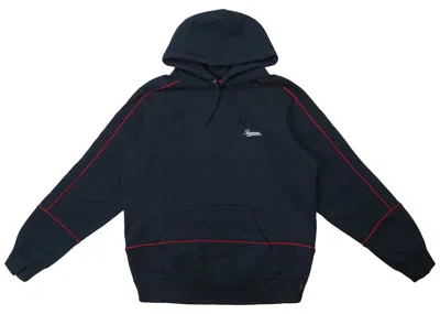 Pre-owned Supreme Men's  Piping Hooded Sweatshirt In Navy Blue