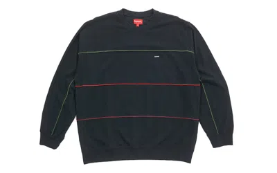 Pre-owned Supreme Men's  Piping Pique Crewneck Sweatshirt In Black