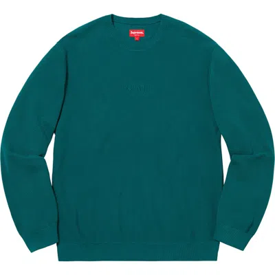 Pre-owned Supreme Men's  Pique Crewneck Sweatshirt (fw18) In Teal In Blue
