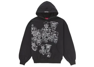 Pre-owned Supreme Men's  Pitbulls Embroidered Hooded Sweatshirt In Black
