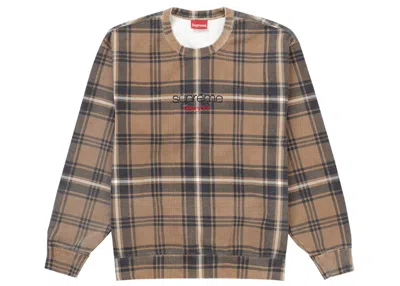 Pre-owned Supreme Men's  Plaid Crewneck Sweatshirt In Brown