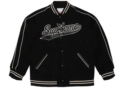 Pre-owned Supreme Men's  Playboy Wool Varsity Jacket In Black