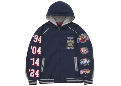 Pre-owned Supreme Men's  Playoffs Zip Up Hooded Sweatshirt In Navy Blue