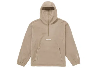 Pre-owned Supreme Men's  Polartec Facemask Half Zip Hooded Sweatshirt (fw24) In Taupe In Brown