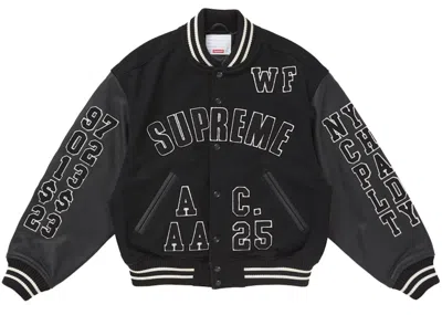Pre-owned Supreme Men's  Praises Varsity Jacket In Black