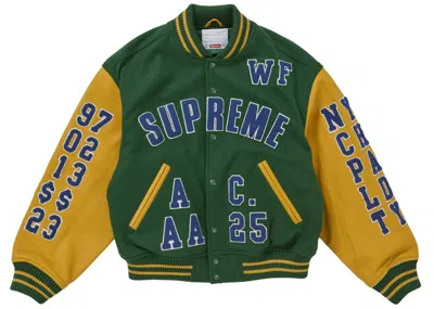 Pre-owned Supreme Men's  Praises Varsity Jacket In Green