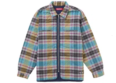 Pre-owned Supreme Men's  Quilted Flannel Zip Up Shirt In Multi