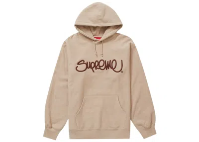 Pre-owned Supreme Men's  Raised Handstyle Hooded Sweatshirt In Dark Taupe