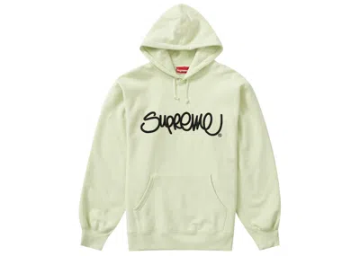 Pre-owned Supreme Men's  Raised Handstyle Hooded Sweatshirt In Pale Green