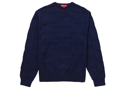Pre-owned Supreme Men's  Raised Logo Sweater In Navy Blue