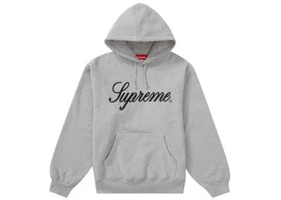 Pre-owned Supreme Men's  Raised Script Hooded Sweatshirt In Heather Grey