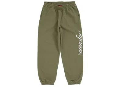 Pre-owned Supreme Men's  Raised Script Sweatpant In Light Olive