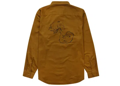 Pre-owned Supreme Men's  Raymond Pettibon Work Shirt In Washed Brown