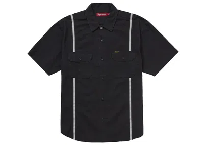 Pre-owned Supreme Men's  Reflective Stripe Short Sleeve Work Shirt In Black