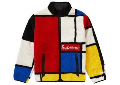 Pre-owned Supreme Men's  Reversible Colorblocked Fleece Jacket In Red