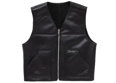 Pre-owned Supreme Men's  Reversible Faux Shearling Work Vest In Black