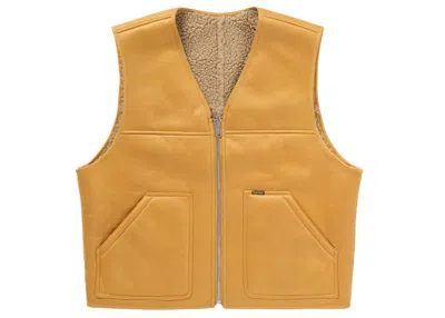 Pre-owned Supreme Men's  Reversible Faux Shearling Work Vest In Yellow