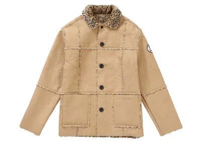 Pre-owned Supreme Men's  Reversible Faux Suede Leopard Coat In Tan In Brown