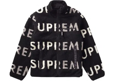 Pre-owned Supreme Men's  Reversible Logo Fleece Jacket In Black