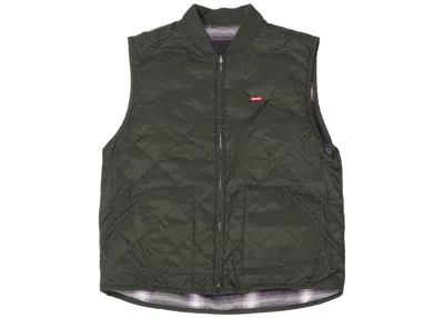 Pre-owned Supreme Men's  Reversible Shadow Plaid Vest In Dark Green