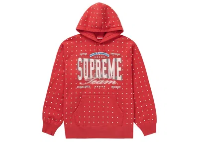 Pre-owned Supreme Men's  Rhinestone Hooded Sweatshirt In Burnt Red