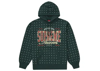 Pre-owned Supreme Men's  Rhinestone Hooded Sweatshirt In Dark Green