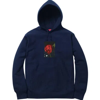 Pre-owned Supreme Men's  Rose Hooded Sweatshirt In Navy Blue